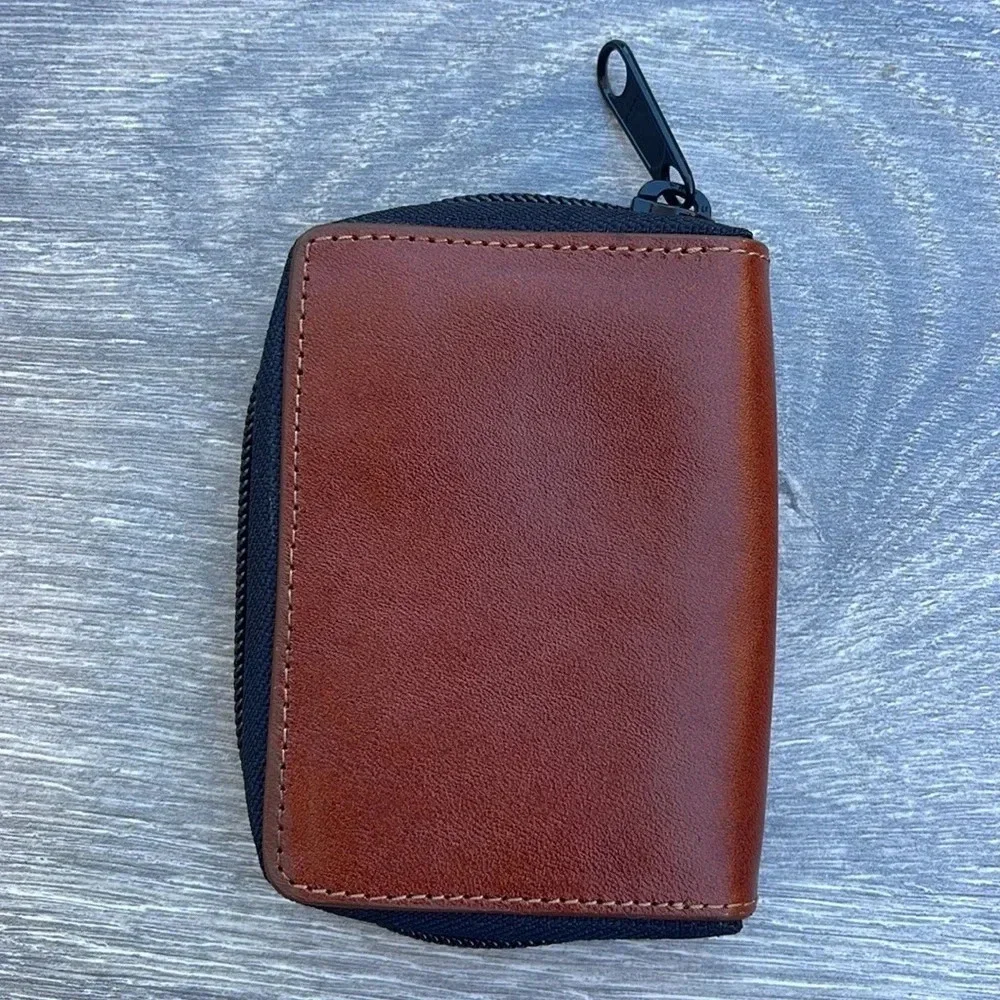 Nixon Orbit Zip Card Leather Wallet, saddle